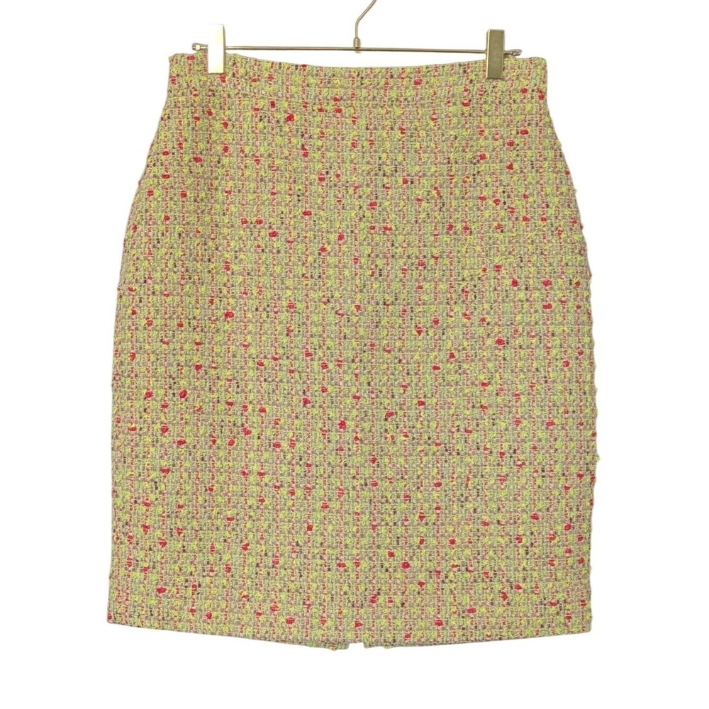 J.Crew No. 2 Pencil Skirt Size 12 Neon Yellow Pink Tweed Style Knee‎ Length - Picture 2 of 8